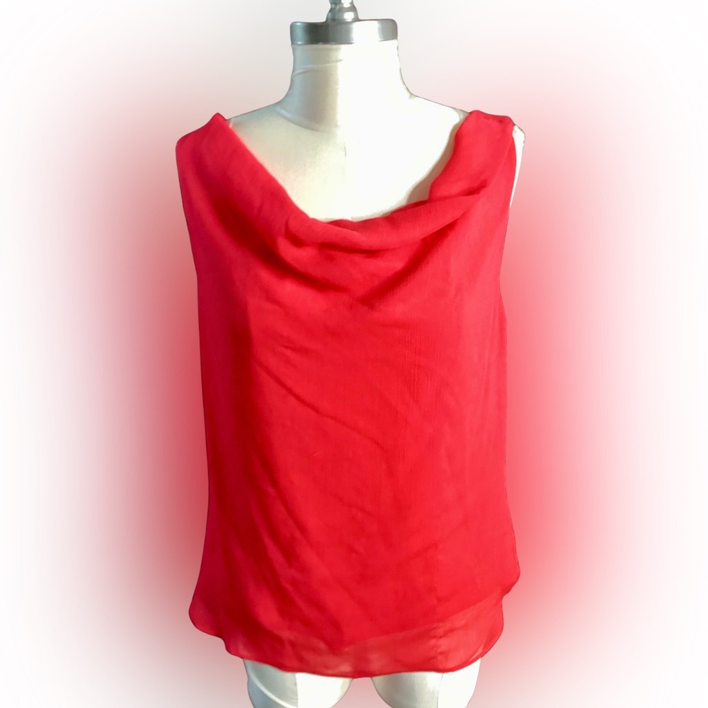 Ann Taylor Vibrant Red Cowl Neck Blouse